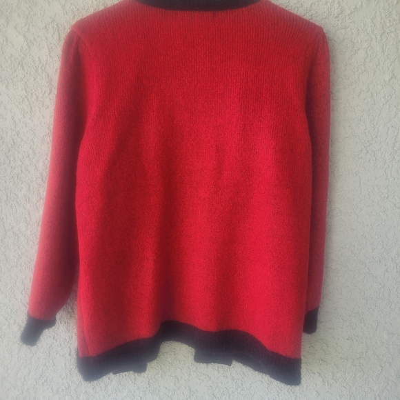 Adrienne Vittadini Red and Black Knit Cardigan - Picture 5 of 9